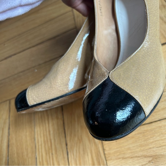 MAISON MARTIN MARGIELA Beige High Heel Black Cap Toe classics sz40 - Picture 3 of 11